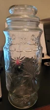 1980 Vintage Clear Glass Planters Logo Mr Peanut Jar Canister Lid Advertising 9"