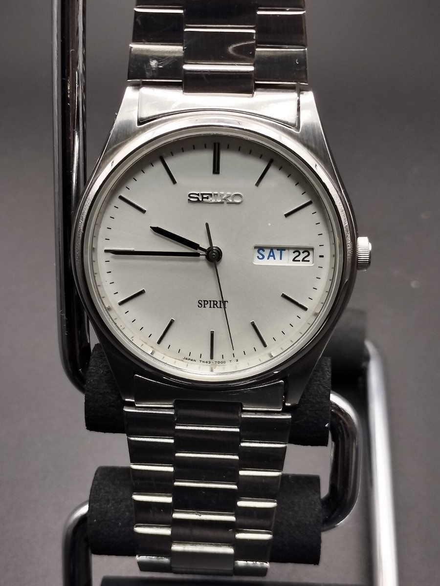 Seiko 7N43-7B60 SPIRIT Day Date Men's Quartz Watch Battery