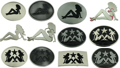 Mud Flap Girl Trucker Biker Pin UP Belt Buckle Silver Chrome Metal Men Women New