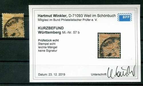 Württemberg 57b color stamped BPP Befund (H2900