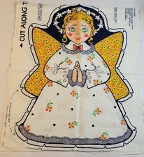 Vintage Country Calico Angel Fabric Panel Stuffed Doll Pattern Cottage Craft
