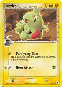 Pokemon EX Dragon Frontiers  52/101 Larvitar Card