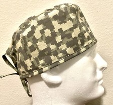 Camo Digital Green Scrub Hat Chemo Cap