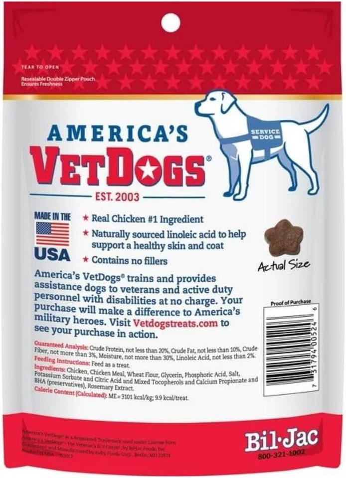Bil Jac America's Vetdogs Skin & Coat Dog Treats, 10 Oz Pack of 2 (20
