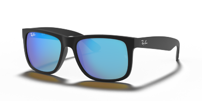 【夏映え×人気モデル】Ray-Ban JUSTIN ブルーミラー Ray-Ban Justin Color Mix Matte Rubber Black / Blue Mirror 54 mm