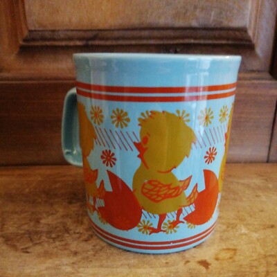 VINTAGE RETRO 70er FROTTEE SCHOKOLADE KITSCH NIEDLICHES KÜKEN OSTEREI BECHER 