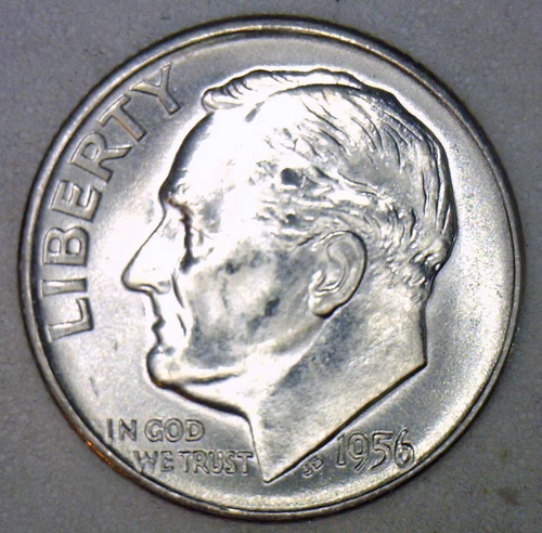 1956 D Silver UNCIRCULATED BU Roosevelt Dime Ten Cent Coin