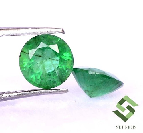 1.16 Cts Zertifiziert Natürlicher Smaragd Rund Schliff Paar 5.50 MM Unbehandelt - Bild 3 von 6