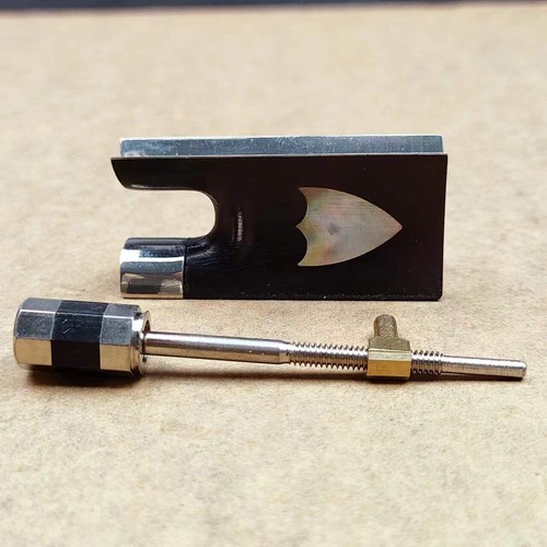 Ebony wood 4/4 Violin Bow Frog and button,Copper Mounted insert Pearl shel - Picture 5 of 5