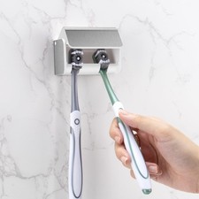PARKMANI Toothbrush Holders Wall Mounted with Cover, Electric Brushed Silver