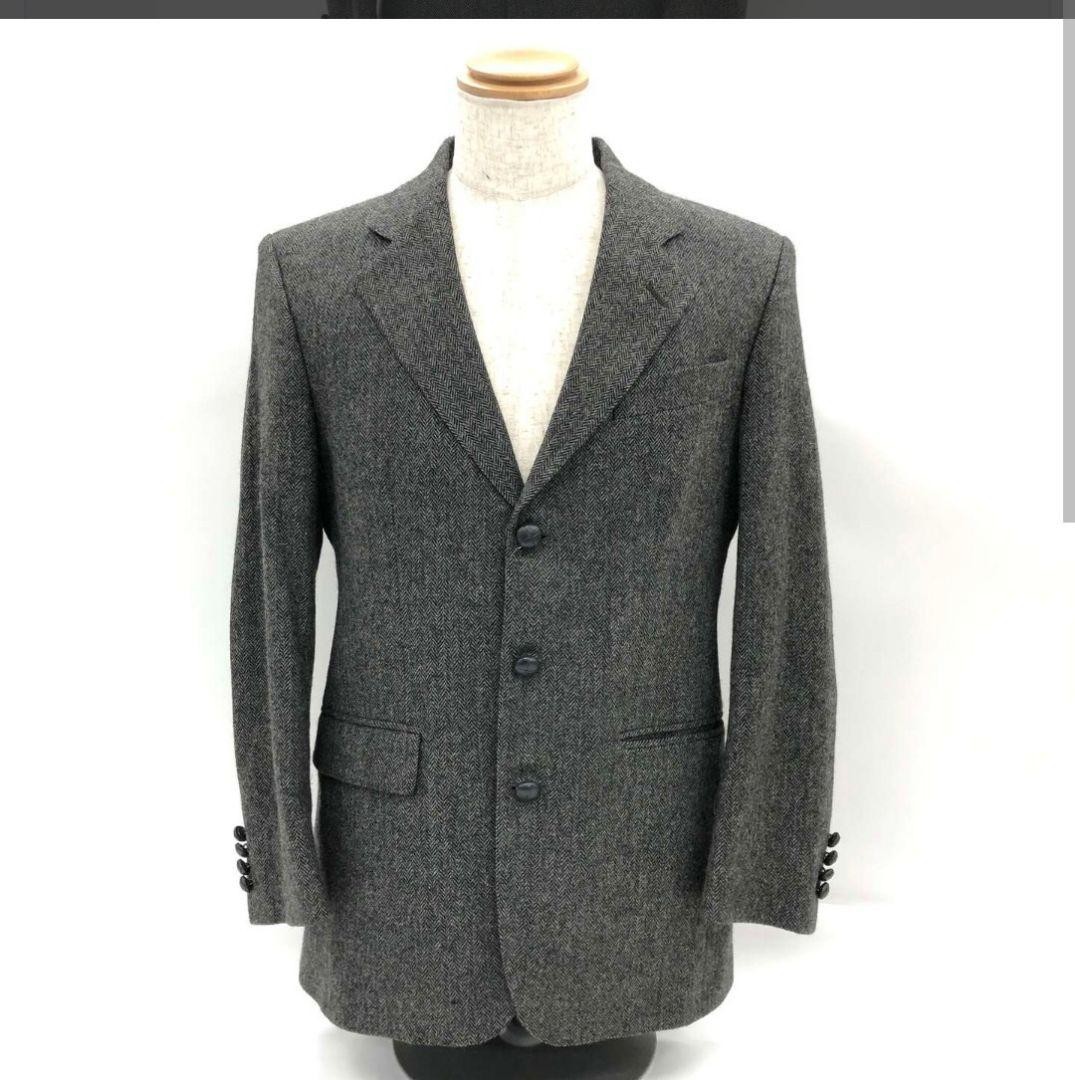 Burberrys Wool Herringbone 3-Button Tailored Jacket with Elbow Patches 90s Used