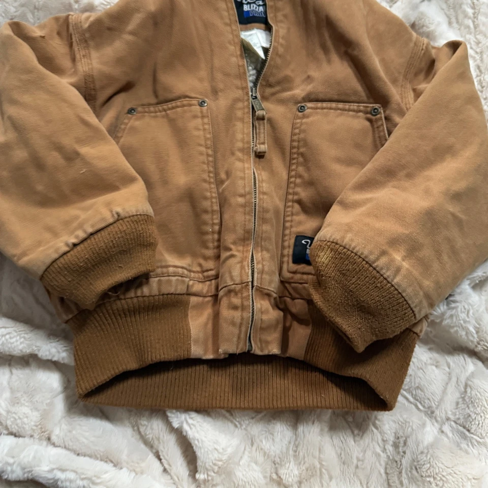 Walls Blizzard Pruf Boys Brown Canvas Chore Hooded Workwear Jacket Size 6/7 - Image 3 of 4