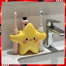 Star-Shaped Toothbrush Holder Cute Face Bathroom Organizer Plastic