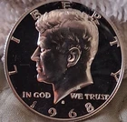 1968 S Silver Proof Kennedy Half Dollar Cameo Better Looking Example.