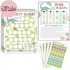 Potty Training Chart, 10 Potty Training Reward Chart for Toilet Success, 8"X10"