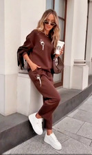 TUTA DA DONNA sportiva casual cotone elegante intera pantaloni felpa con frange