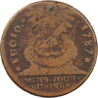 1787 N17-S Fugio Cent Raw VG-Fine STATES UNITED 4 Cinquefoils W6935 R3