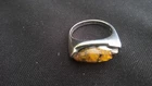 Vintage Amber Sterling Silver Ring sz 7