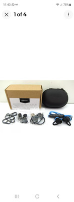 NEW Amazon Basics Wireless Bluetooth Fitness Headphones Earbuds Microphone Blue 