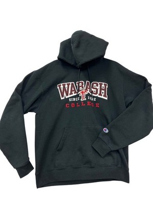 Champion Wabash College Black Hoodie Sweatshirt M #261A