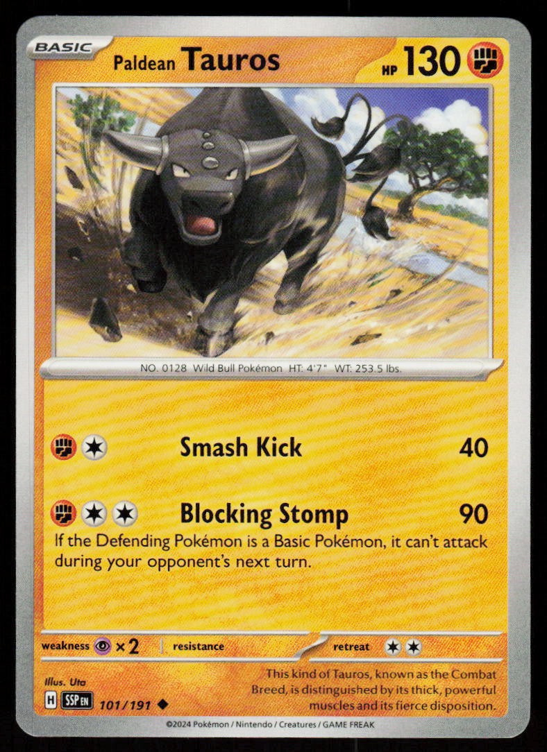 Paldean Tauros 101/191 Uncommon Surging Sparks Pokemon Near Mint