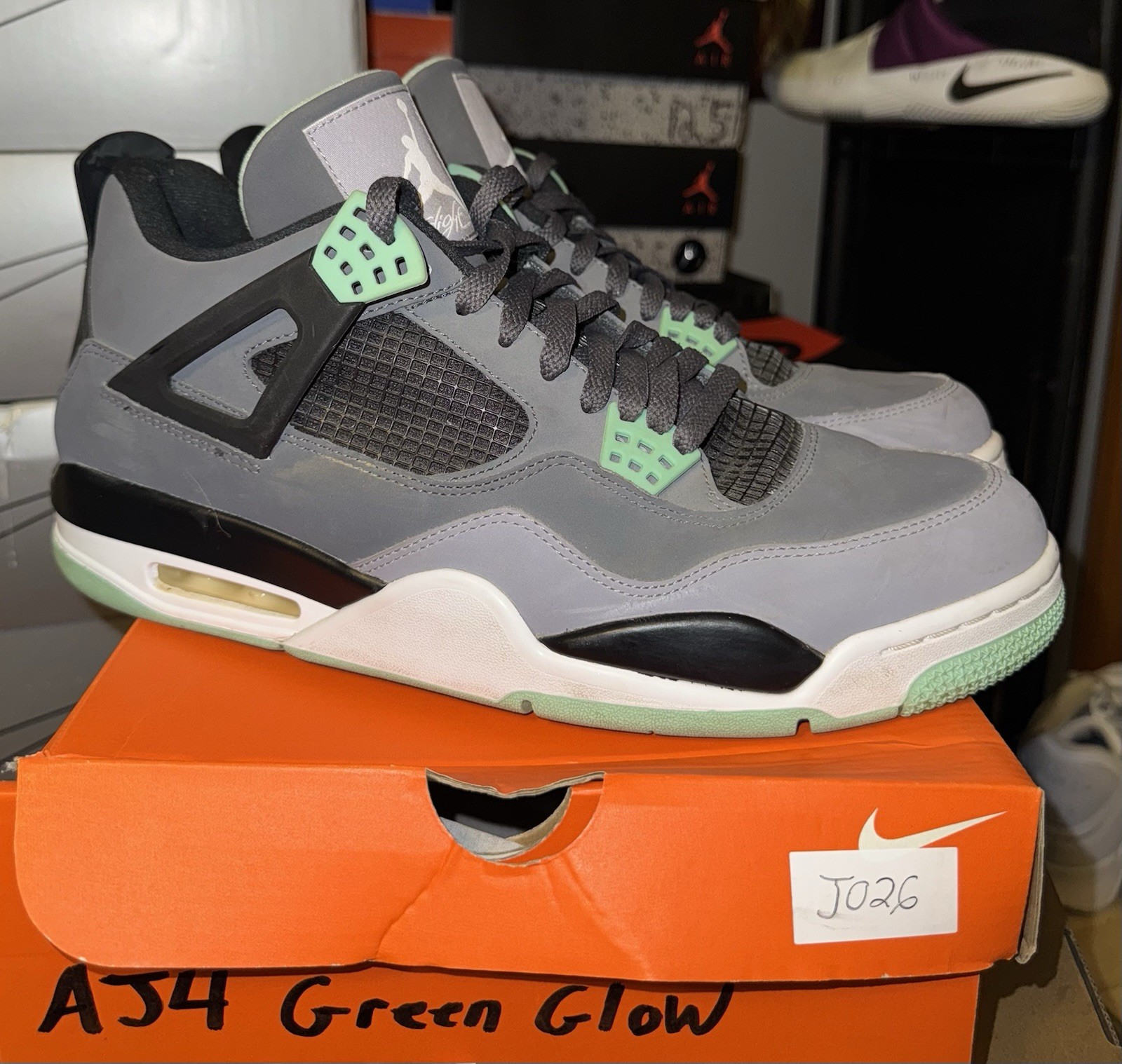 SAOLA Air Jordan 4 Retro Green Glow 2013 Uomo 12