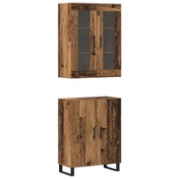 Highboard 2Teiliges Vintage Altholz Holzwerkstoff Wohnzimmer