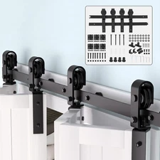 72" Bi Fold Barn Door Hardware Kit for 4 Bifold Doors, Bi-Folding Sliding Barn