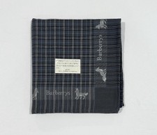 NWT MEN HANDKERCHIEF BURBERRY Dog PLAID CHECK Gray Blue COTTON POCKET SQUARE 18