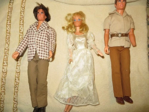 Vintage Barbie and Ken dolls (1966 Barbie, 1968 Ken Safari, 1974 Ken)