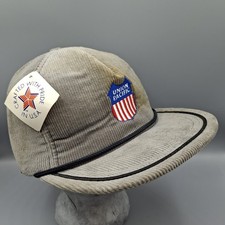 Union Pacific Railroad Gray Corduroy Hat, Rope Snapback Cap, Made in USA w/ Tag