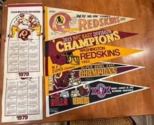Lot of Vintage Washington Redskins Penants and Felt Calendar - 1972-2015