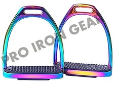 5 Inch Rainbow Multi Color Horse Stirrups Gloss Fillis Riding Stirrups Stainless