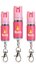 Burn Pepper Spray 3 Pack 0.5oz Police Strength OC Keychain Self Defense Pink