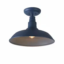 1-Light Blue Semi-Flush Mount, Farmhouse Barn Style Outdoor Light Fixture