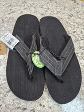 New Men's Black Flip Flops Sandals Size Large Comfort Squeeze Insole