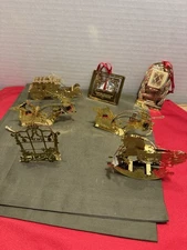Lot of 7 Brass Christmas Ornaments Excellent  See Description for Details!