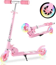 Kick Scooter for Kids Teens 2 Wheels with LED Light Up Folding Adjustable Height