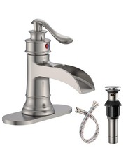 Bathroom Faucet Brushed Nickel Waterfall Bathroom Sink Faucets with Single Ha...