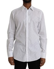 Dolce & Gabbana White Polka Dotted Cotton Dress GOLD Men's Shirt Authentic