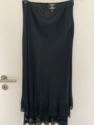 Rock Schwarz Chiffon zwei Lagen abgestuft,Gr. 8 / 38 wadenlang Carmen Marc Valvo