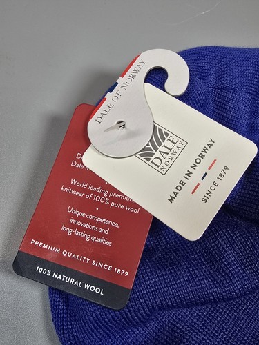 NEW Dale Of Norway Moritz Beanie Hat - Royal Navy Blue - 100% Merino Wool - Picture 7 of 8