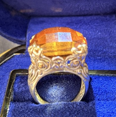 Designer John Hardy Sterling Silver and Gold Ring with Cetrine Size 7 with Pouch