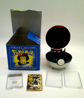 POK'EMON Limit Edition PIKACHU 23K GoldPlated TRADING CARD /POK'EMON BALL-OPENED