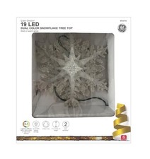 19 Lights Silver Snowflake Tree Top. Christmas Tree Star Topper