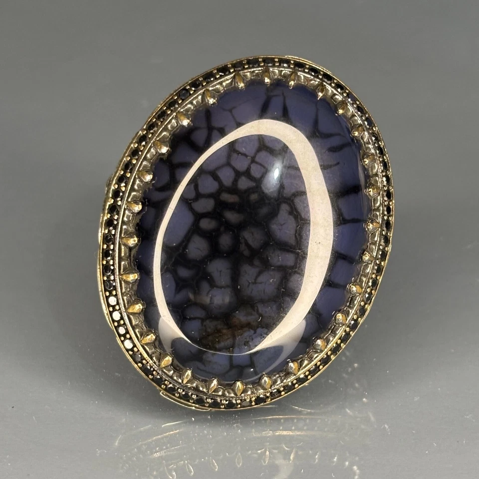 Agate Sterling Silver Men’s Ring, Ottoman Style, Bronze Accent - Image 4 of 4