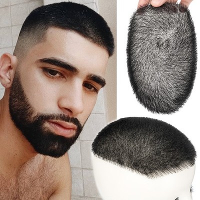 15CM *20CMMen Short Buzz Cut Human Hair PU Thin Skin Toupee Replacement System
