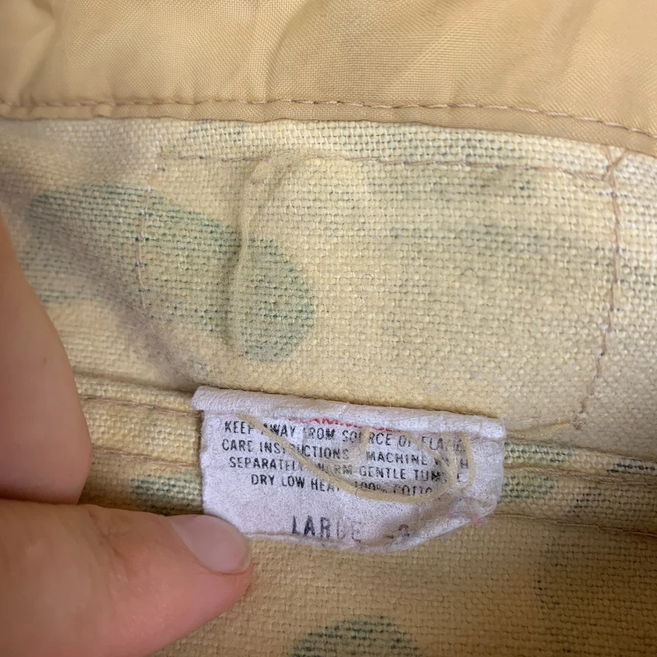 Camisa vintage años 70 camuflada de pato piel de rana abotonada talla L OG 107 mangas personalizadas Foto 3 de 4