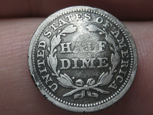 1853 P Seated Liberty Half Dime- Philadelphia, With Arrows, VF Details