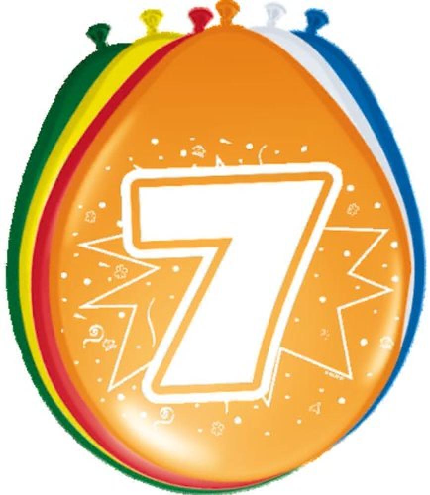 (TG. 7) 8 Palloncini Numero 7 Compleanno colorato - NUOVO